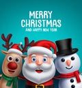 Christmas characters vector illustration and merry christmas greeting Royalty Free Stock Photo