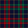 Christmas check plaid pattern vector in red, green, yellow, navy blue. Seamless asymmetric tartan vector for blanket, pyjamas.