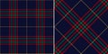 Christmas check plaid pattern for winter holiday prints. Seamless dark multicolored tartan vector in red, green, yellow, navy blue Royalty Free Stock Photo