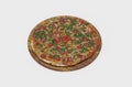 Christmas cheese pizza 3d illustration on white background