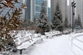 Christmas in Chicago. Modern architecture and cityscape background Royalty Free Stock Photo