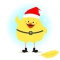 Christmas chick dressed as Santa Claus Vector illustration