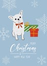 Christmas Chihuahua in hand drawn style. Greeting text Merry Christmas. Beautiful illustration for greeting cards, posters and