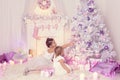 Christmas Children Decorating Xmas Tree, Kid and Baby Girls Royalty Free Stock Photo