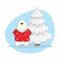 Christmas children`s illustration cute bears winter brown