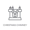Christmas Chimney linear icon. Modern outline Christmas Chimney