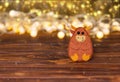 Christmas chinese bull decorated with garland lights. Defocused image Royalty Free Stock Photo