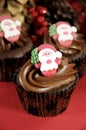 Christmas chocolate cupcakes Royalty Free Stock Photo