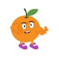 Orange Kawaii Cartoon Fruit Vector Illustration