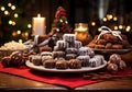 Christmas chocolate praline cookies. AI generative Royalty Free Stock Photo