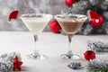 Christmas chocolate snowflake martini cocktail Royalty Free Stock Photo