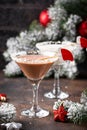 Christmas chocolate snowflake martini cocktail Royalty Free Stock Photo