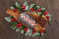 Christmas Chocolate Yule Log Cake Royalty Free Stock Photo
