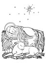 Christmas Christian baby Jesus nativity scene vector Royalty Free Stock Photo