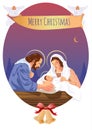 Christmas Christian nativity scene with baby Jesus and angels Royalty Free Stock Photo