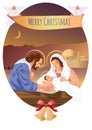 Christmas Christian nativity scene with baby Jesus and angels Royalty Free Stock Photo