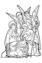 Christmas Christian Nativity Scene of baby Jesus in manger with Mary and Joseph Royalty Free Stock Photo