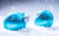 Christmas. Christmas Time. Blue Christmas balls in the snow and snowy abstract scenes Royalty Free Stock Photo