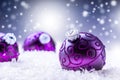 Christmas. Christmas Time. Luxury Christmas ball in the snow and snowy abstract scenes Royalty Free Stock Photo