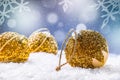 Christmas. Christmas Time. Luxury Christmas ball in the snow and snowy abstract scenes Royalty Free Stock Photo