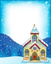 Christmas church building theme frame 1