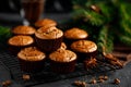 Christmas cinnamon muffins on black background Royalty Free Stock Photo