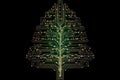 Christmas circuit green board tree. Generate Ai
