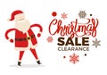 Christmas Clearance Sale Poster with Merry Santa Royalty Free Stock Photo