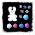 Christmas clipart, Christmas decorations, snow frame, rabbit, balloons and snowflakes