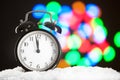 Christmas clock blurred festive background