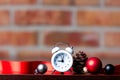 Christmas clock and ribbon Royalty Free Stock Photo