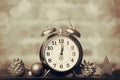 Christmas clock and ribbon Royalty Free Stock Photo