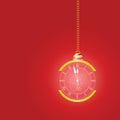 Christmas clock vector on red