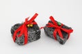 Christmas coal in a white background