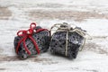 Christmas coal in a wood background