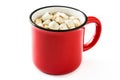 Christmas cocoa with marshmallow in mug isolated