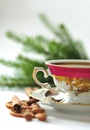 Christmas coffee in the china cup Royalty Free Stock Photo