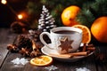 Christmas coffee cup. Generate Ai Royalty Free Stock Photo