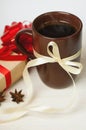 Christmas coffee with presents