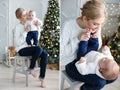 Christmas collage of mother and child Royalty Free Stock Photo