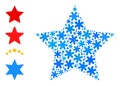 Christmas Collage Red Star Icon of Snow Flakes Royalty Free Stock Photo