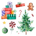 Christmas collection with Christmas tree,candy,gifts and other decorations.