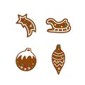 Christmas collection. Gingerbread comet, sleigh, christmas toys. Royalty Free Stock Photo