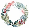 Christmas color Wreath. XMAS Watercolor. Christmas wreath. Wedding Wreath