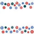 Christmas colored balls hanging from above and below Royalty Free Stock Photo