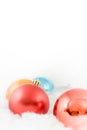 Christmas colored balls in white clouds Royalty Free Stock Photo