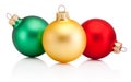 Christmas colored baubles Isolated on white background