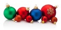 Christmas colored baubles Isolated on white background