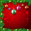 Christmas Colorful Background with lights and baub