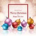 Christmas colorful ball set with red frame for holiday messages